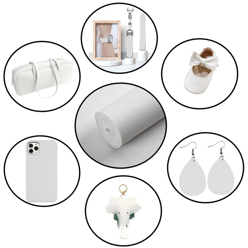 Picheng Solid Colored White Faux Leather Sheets PU Synthetic Leather Perfect for Craft DIY Handmade Jewelry Earrings Bow Making (White) - Image 5